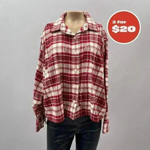 3/$20 Lot Small Levi's Red White Plaid Flannel Button-Up Shirt Western
